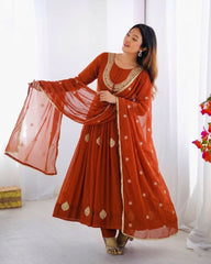 Festive Special Blooming Georgette Coding Work Gown