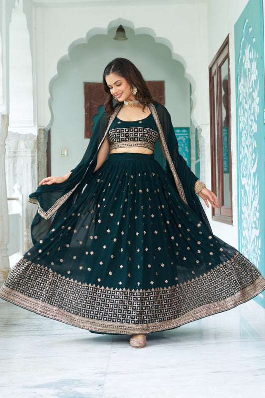 Festival Special Georgette Embroidery Multi Thread & Sequence work Lehenga Choli
