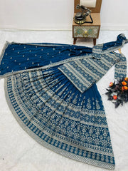 Trending Party-wear Silk Sequence & Embroidery Work Lehenga With Top