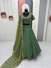Festive Special Embroidery Beats & Sequence Work Lehenga With Stitched Blouse