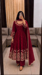 Party-wear Georgette Embroidery Work Gown