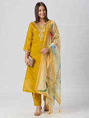 Designer Roman Silk Embroidery Sequence Work Suit