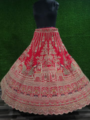 Trending Premium Silk With Zarkan Diamond & Embroidery Work Red Bridal Lehenga