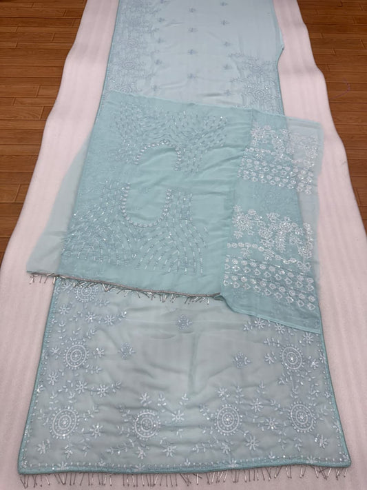 Bollywood Blockbuster Georgette Sequins &  Multi Embroidery Work Saree