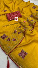 Festive Special Crunchy Silk With Bandhani & Jarkan Embroidery Work Saree