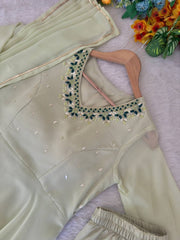 Party-wear Georgette Handwork Neck Sleeve Beautiful Gown