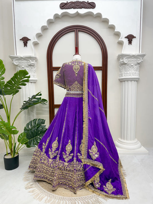Designer Vichitra Silk Coding Dori With Thread Sequence Work Lehenga Choli