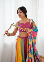 Beautiful Rayon Gamthi Thread Work With Real Mirror Work Lehenga Choli