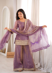 Trendy Fendy Silk Embroidery & Sequence Dori Work Palazzo Set