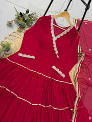 Festival Special Georgette Gotta Patti Lace Work Angarkha Styled Gown