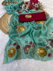 Beautiful Star Georgette Hand-work Saree