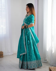 Beautiful Shimmer Silk Thread & Sequence Work Lehenga Choli