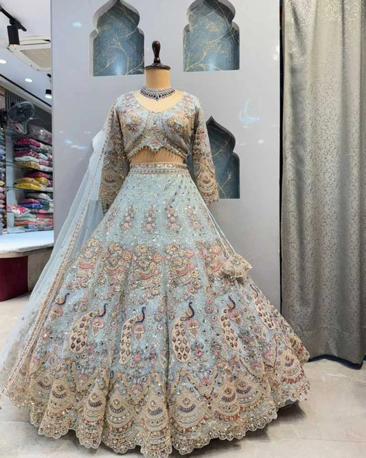 Beautiful Soft Butterfly Net Coding & Sequence Work Lehenga Choli