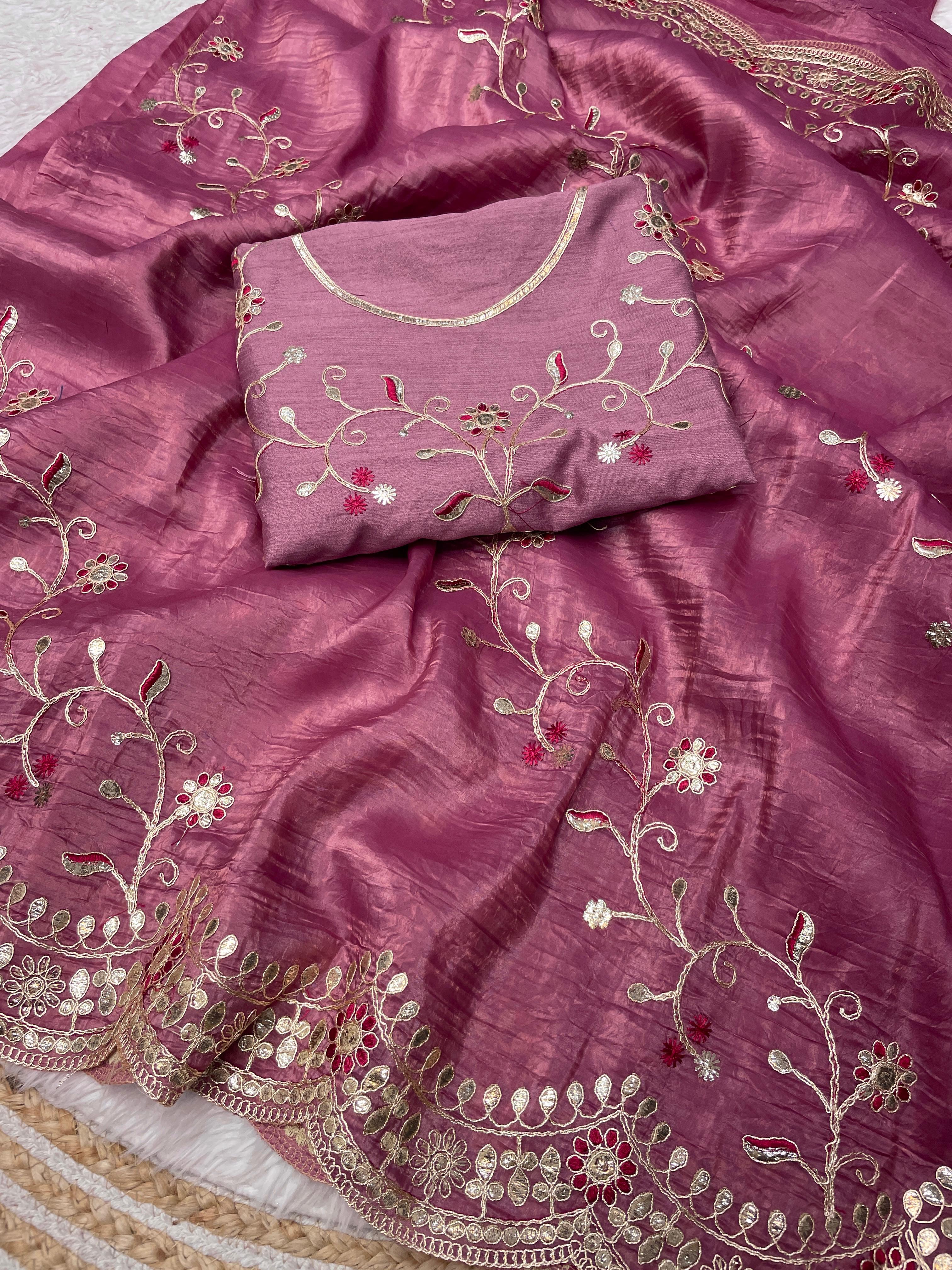 Beautiful Foil Gotapatti Work Saree