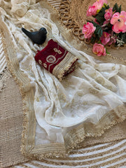 Party-wear Space Satin Silk Bits Sequence Work Saree