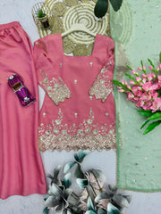 Party-wear Designer Shimmer Silk Embroidery Sequence Work Sharara