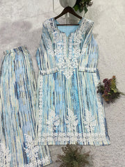 Beautiful Rayon Silk Embroidery Work Suit