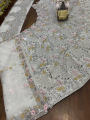 Designer Soft Butterfly Net Real Mirror Sequins Work Lehenga Choli