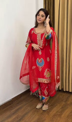 Designer Party-wear Natural Crepe Silk Sequence Work Dress