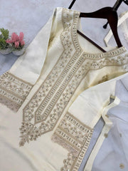 Desirable Fancy Roman Silk Sequence Embroidery Cotton Work Dress