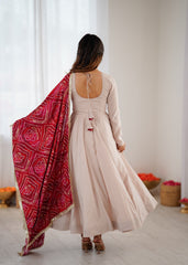 Designer Soft Roman Silk Sequence Work Anarkali