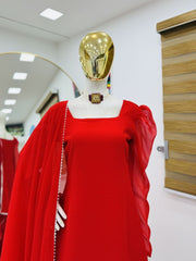 Party-wear Designer Ruffle Style Top Palazzo & Dupatta Set