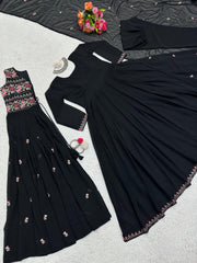 Wedding Wear Black Georgette Sequence Work Gown