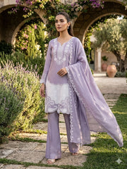 Party-wear Air Tex Chinon Silk Sequence Embroidery Work Suit