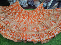 Dabka Zardosi Beads Handwork Rani Hot Pink, Maroon, Cherry Red, Rust Orange Latest Bridal Lehenga