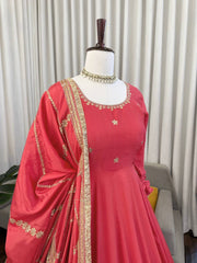 Festive were Chinon Silk Sequence Work gown
