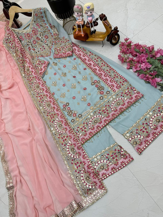 Designer Partywere Georgette Embroidery Work Salwar Suit