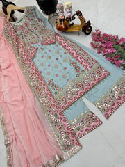 Designer Partywere Georgette Embroidery Work Salwar Suit