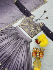 Festive Special Pure Chinon Silk Embroidery Sequence Work Lehenga Choli