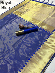 Pure Soft Tissue Silk Big Temple Boder Work Saree