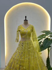 Royal Butterfly Net Sequence & Coding Embroidery Work Lehenga Choli