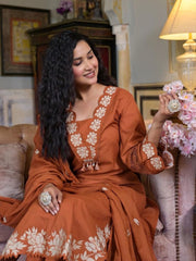 Beautiful Designer Rayon Cotton Embroidery Work Dress