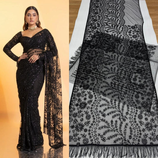 Black Bollywood Blockbuster Sequins Designer Saree