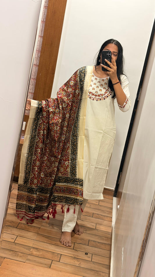 Beautiful Khadi Cotton Embroidery Work Dress