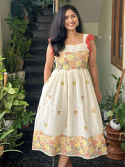 Beautiful Mul Cotton With Elegant Embroidery Work Gown