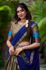 South Style Poly Cotton Half Saree, Paired With An Elegant Lehenga Choli