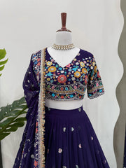 Beautiful Georgette Thread With Sequence Work Lehenga Choli