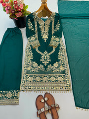 Party-wear Georgette Embroidery & Sequence Work Suit