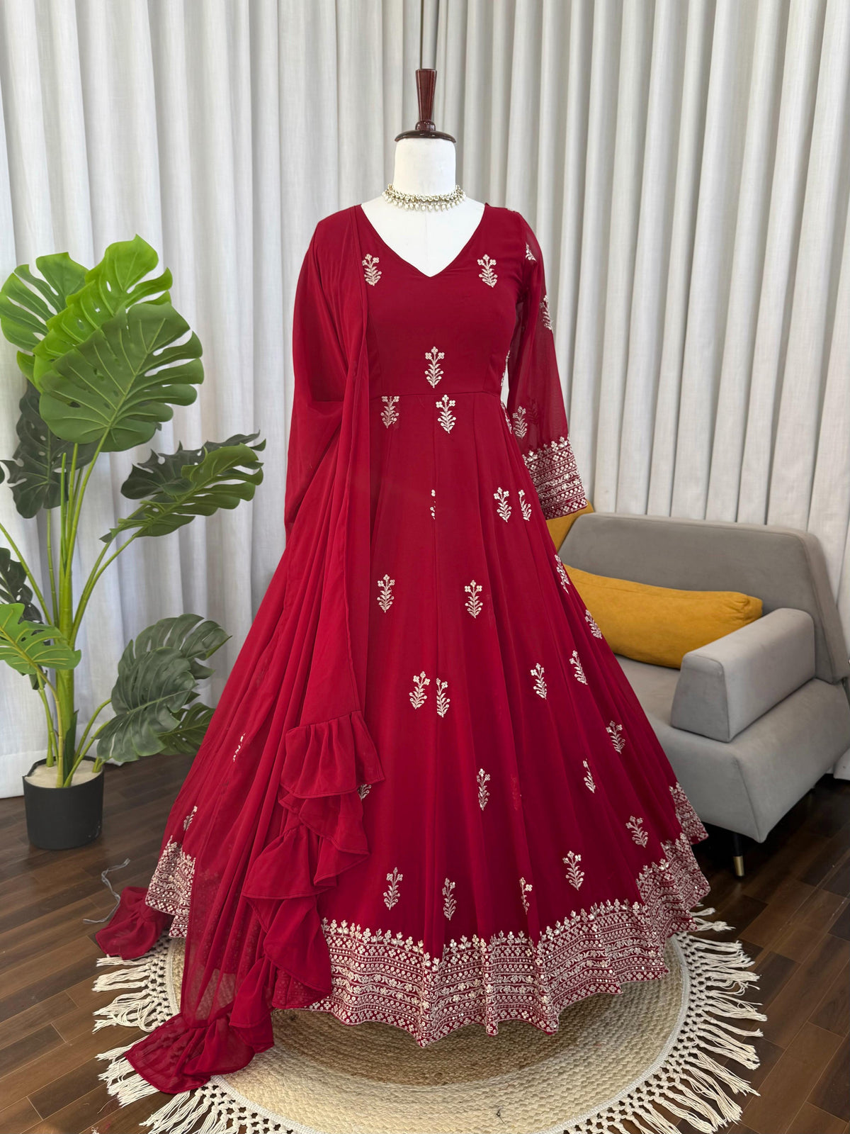 Beautiful Georgette Thread With Sequence Work Anarkali Gown
