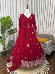 Beautiful Georgette Thread With Sequence Work Anarkali Gown