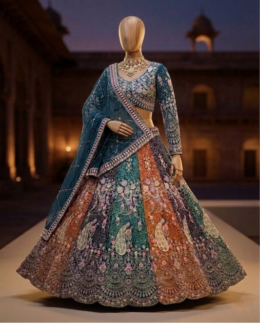 Trendy Butterfly Net Coding Sequence Work Multi Colour Lehenga Choli
