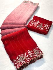 Beautiful shimmer Georgette 3D Shaded Saree