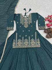 Designer Partywear Roman Cotton Sequence Embroidery Work Lehenga With Top & Dupatta