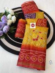 Beautiful Kota Silk Bandhej Printed Saree