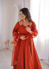 Beautiful Soft Nylon Net With Fancy Mirror Lace Gown