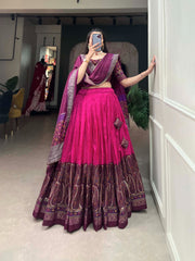 Beautiful Tussar silk Kashmiri  Printed Work Lehenga Choli